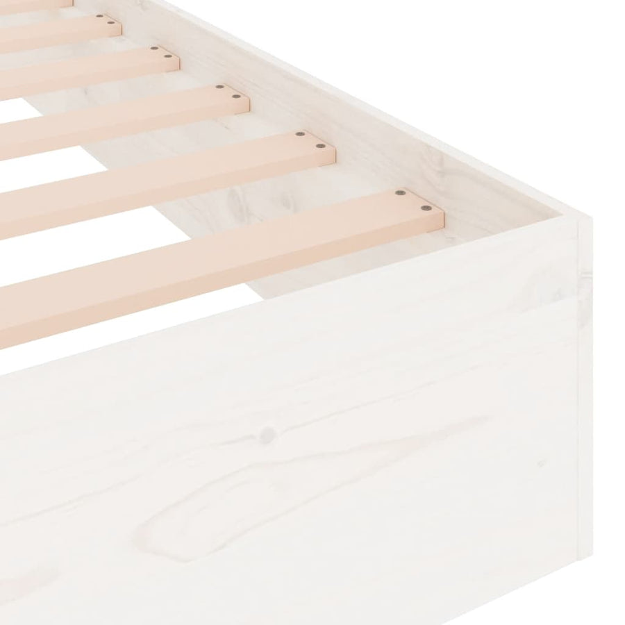 Bed Frame without Mattress White Solid Wood 90x190 cm Single