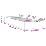Bed Frame without Mattress White Solid Wood 90x190 cm - Extra Image