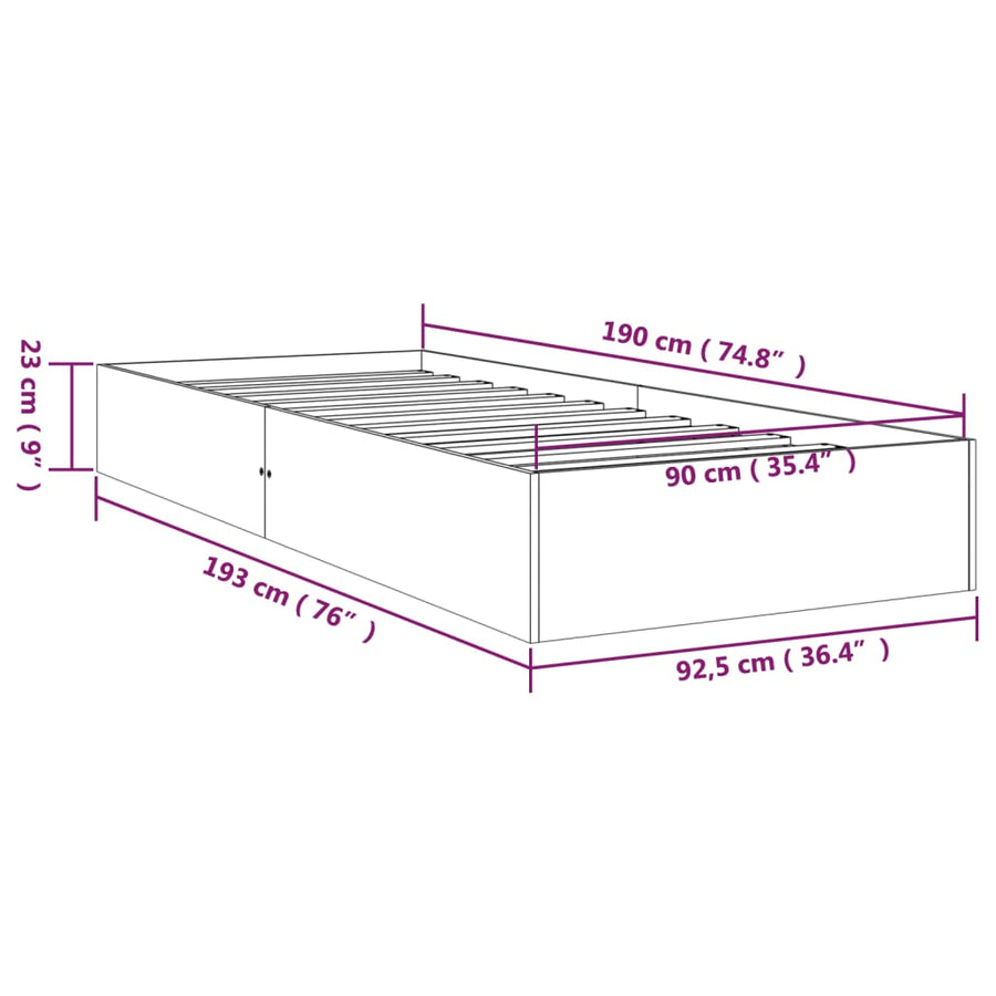 Bed Frame without Mattress White Solid Wood 90x190 cm Single