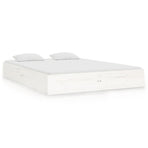 Bed Frame without Mattress White Solid Wood 135x190 cm Double