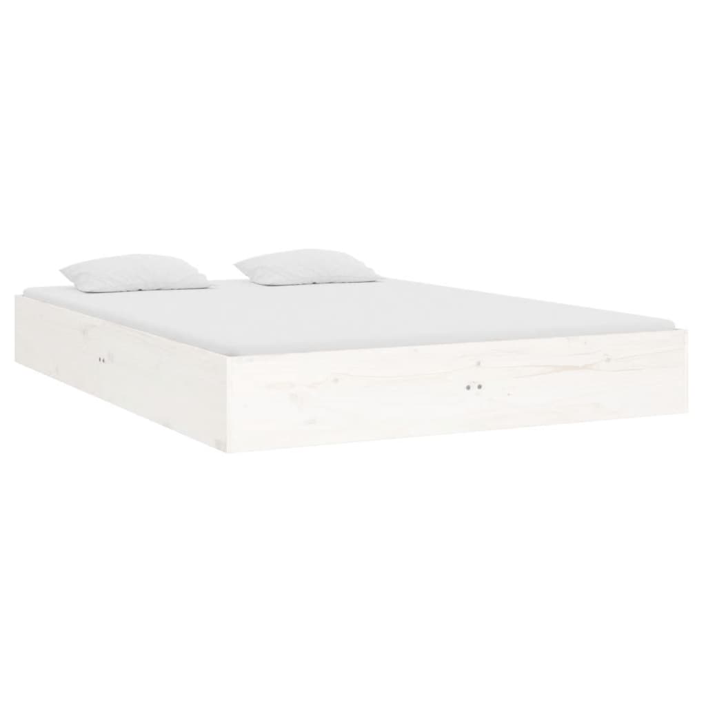 Bed Frame without Mattress White Solid Wood 135x190 cm