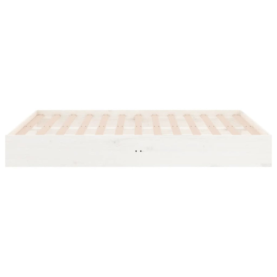 Bed Frame without Mattress White Solid Wood 135x190 cm Double