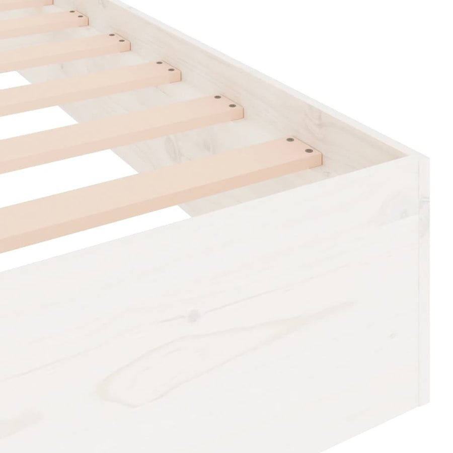 Bed Frame without Mattress White Solid Wood 135x190 cm Double