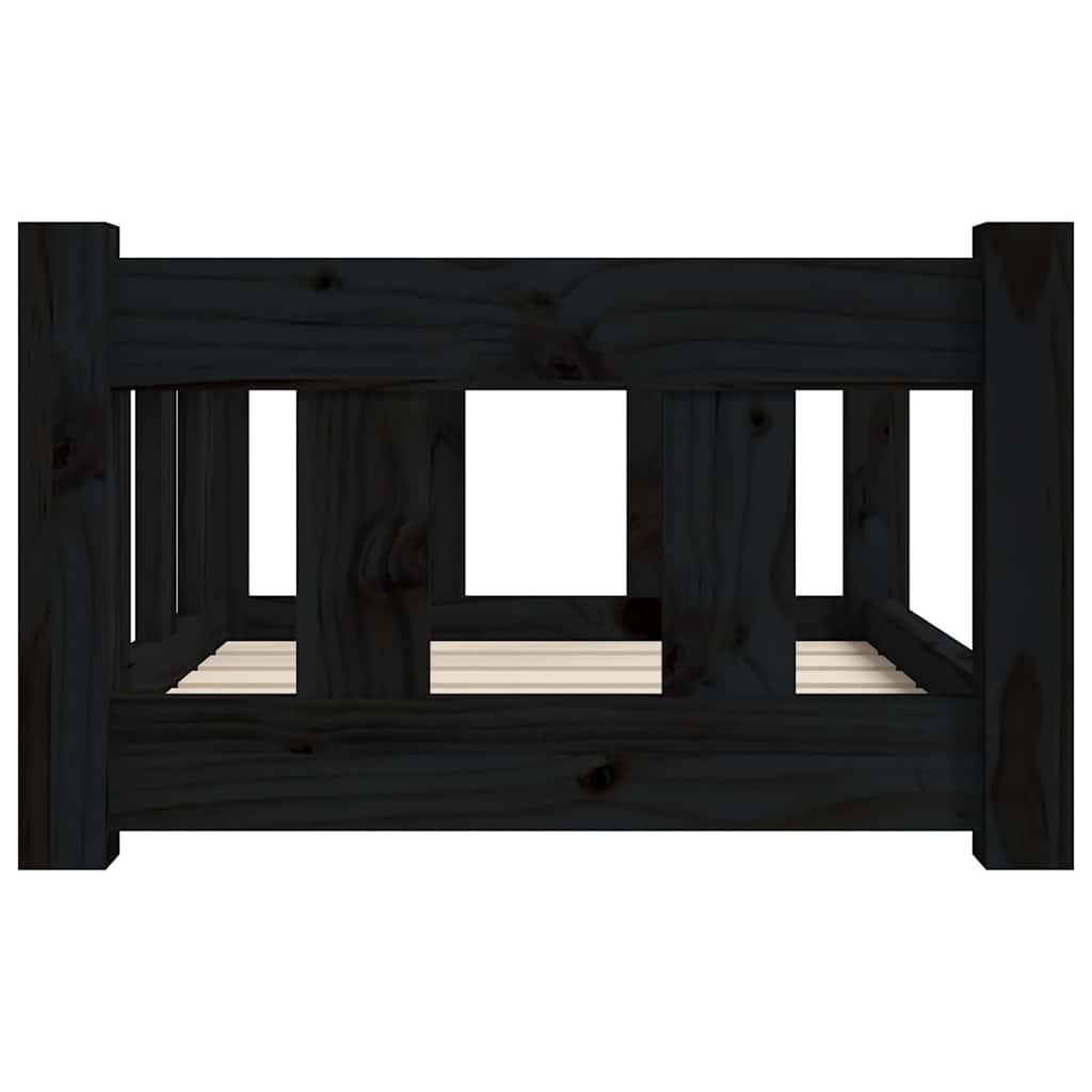 Dog Bed Black 55.5x45.5x28 cm Solid Wood Pine