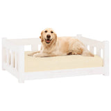 Dog Bed White 75.5x55.5x28 cm Solid Wood Pine - Side View