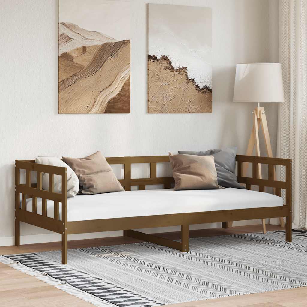 Day Bed without Mattress Honey Brown Solid Wood Pine 90x190 cm