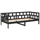 Day Bed without Mattress Black Solid Wood Pine 90x190 cm