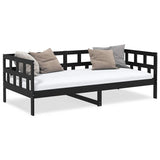 Day Bed without Mattress Black Solid Wood Pine 90x190 cm