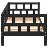 Day Bed without Mattress Black Solid Wood Pine 90x190 cm - Rear View