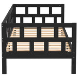 Day Bed without Mattress Black Solid Wood Pine 90x190 cm - Extra Image