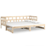 Pull-out Day Bed without Mattress Solid Wood Pine 2x(90x190) cm - Front View