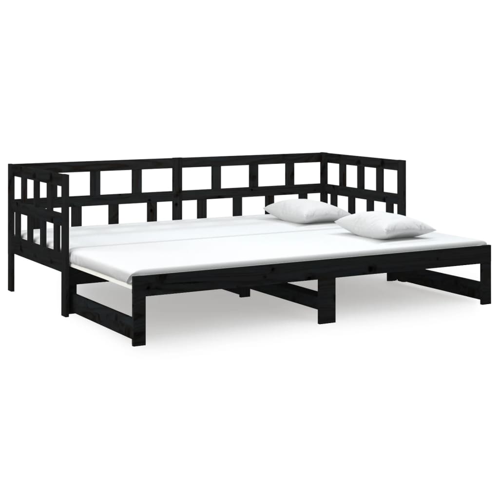 Pull-out Day Bed without Mattress Black 2x(90x190) cm