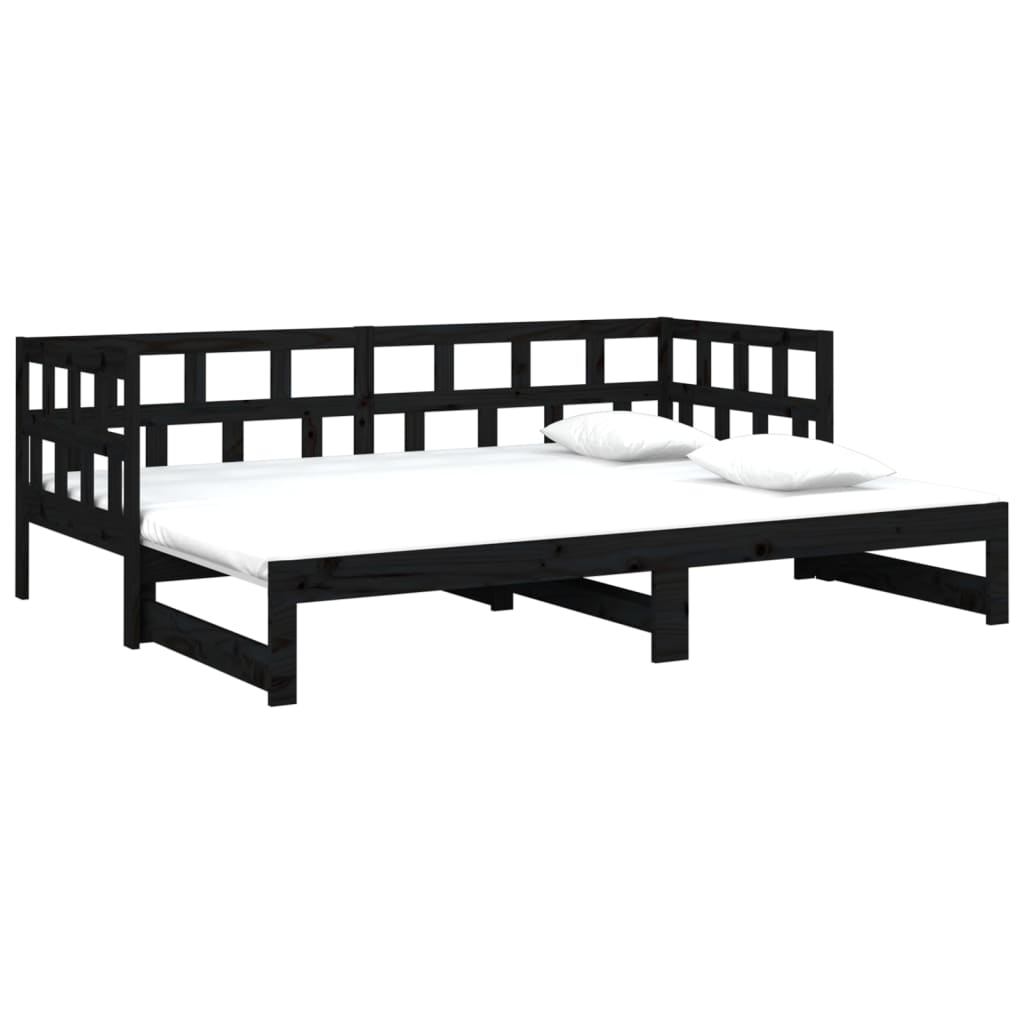 Pull-out Day Bed without Mattress Black 2x(90x190) cm