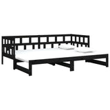 Pull-out Day Bed without Mattress Black 2x(90x190) cm - Side View