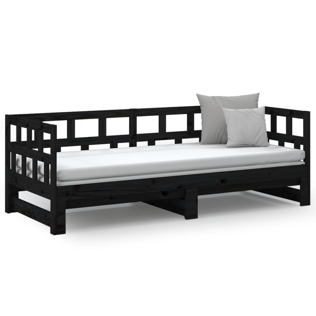 Pull-out Day Bed without Mattress Black 2x(90x190) cm