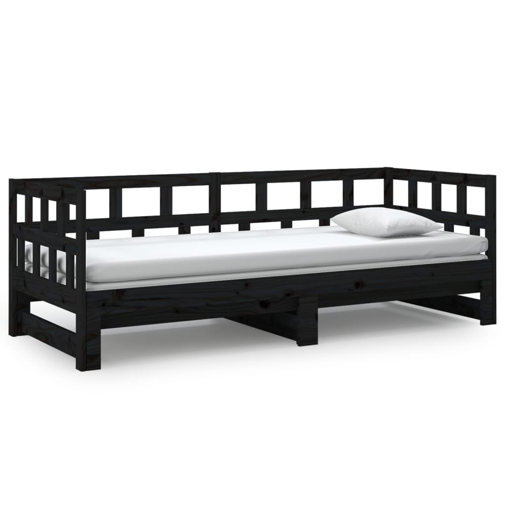 Pull-out Day Bed without Mattress Black 2x(90x190) cm