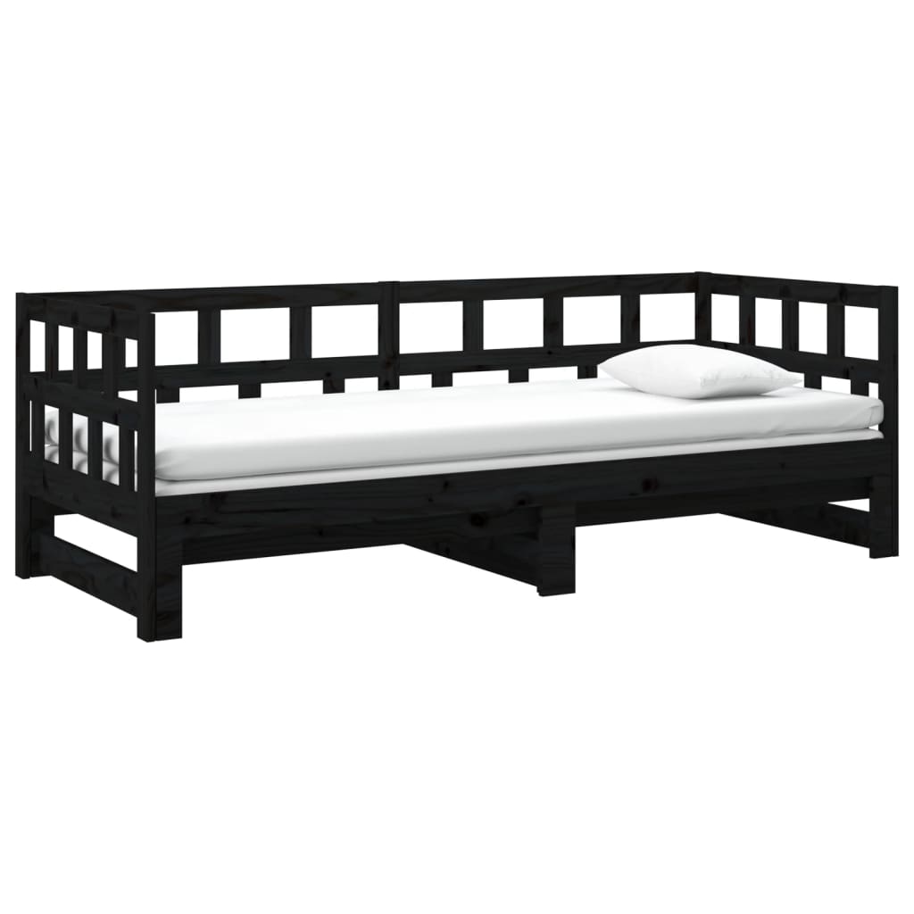Pull-out Day Bed without Mattress Black 2x(90x190) cm