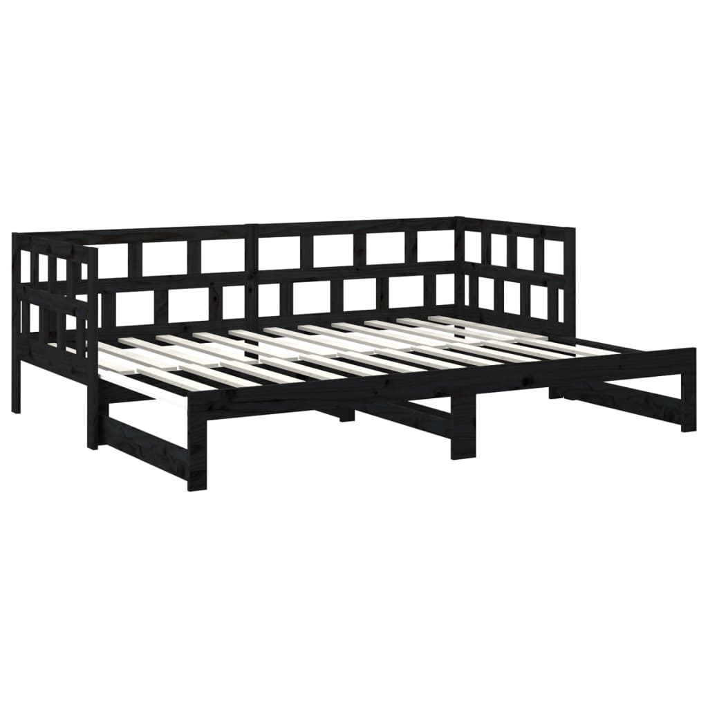Pull-out Day Bed without Mattress Black 2x(90x190) cm
