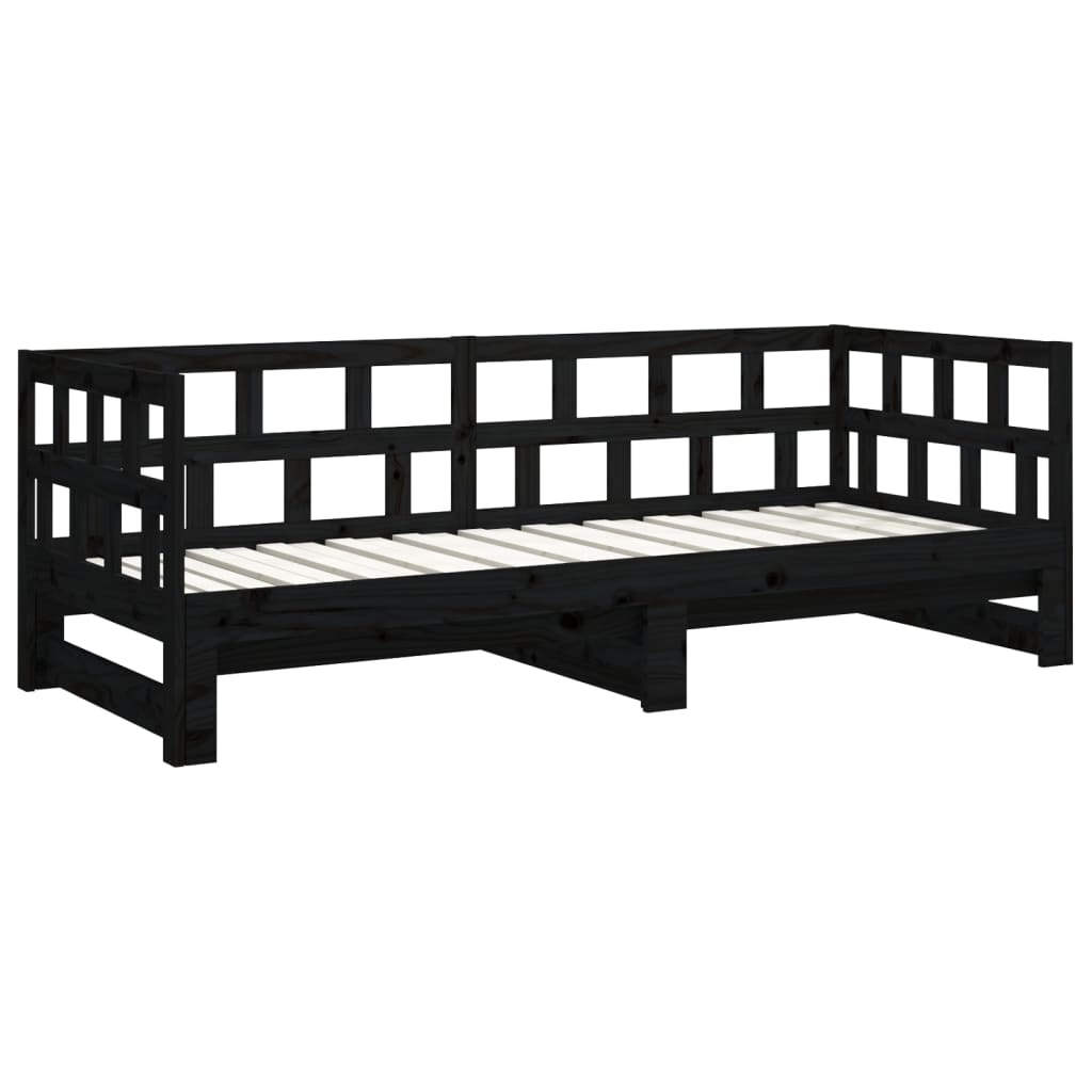 Pull-out Day Bed without Mattress Black 2x(90x190) cm