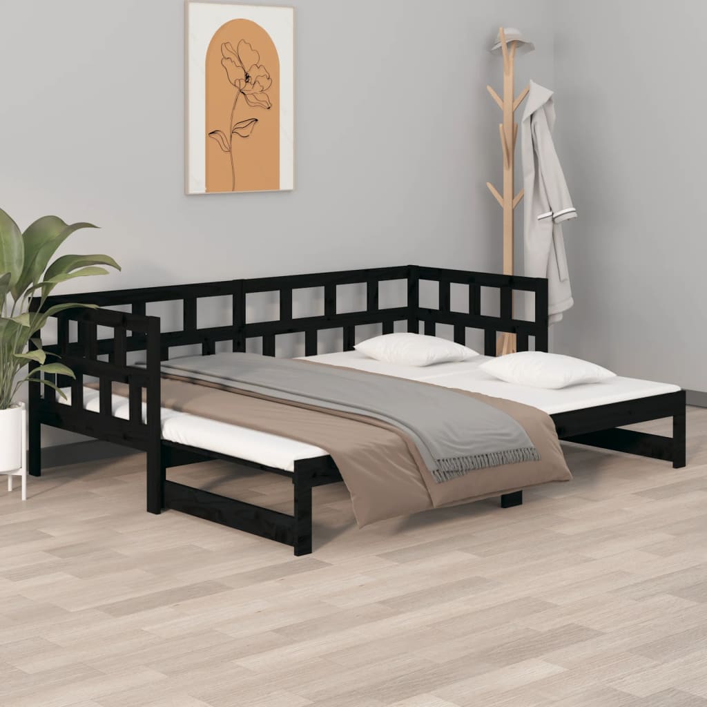 Pull-out Day Bed without Mattress Black 2x(90x190) cm