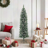Artificial Slim Christmas Tree with Stand 180 cm PVC - Front View