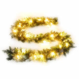 Christmas Garland with LED Lights Green 5.2 m PVC - Front View