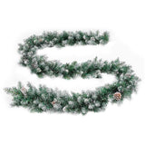 Christmas Garland with LED Lights Green 5.2 m PVC - Top-Down View
