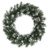 Christmas Wreath with LED Lights Green 60 cm PVC - Front View