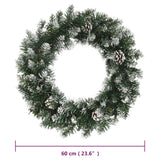 Christmas Wreath with LED Lights Green 60 cm PVC - 45-Degree Angle