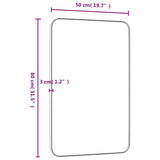 Wall-mounted Mirror Black 50x80 cm Rectangle - Rear View