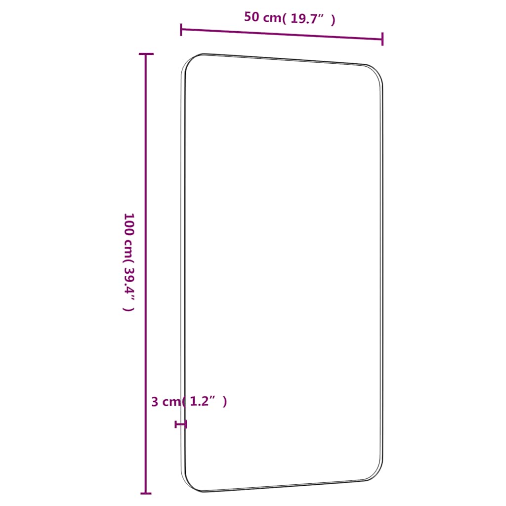 Wall-mounted Mirror Gold 50x100 cm Rectangle