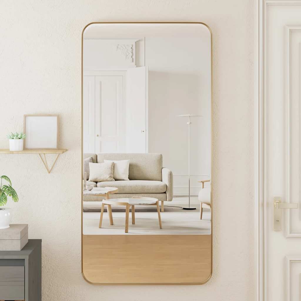 Wall-mounted Mirror Gold 50x100 cm Rectangle