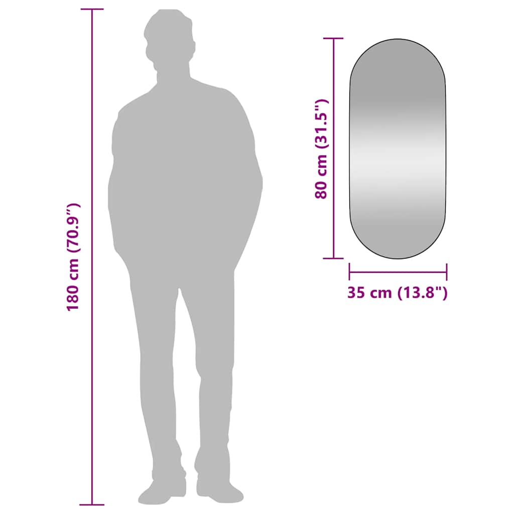 Wall-mounted Mirror Black 35x80 cm Oval