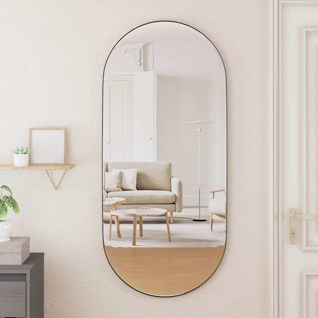 Wall-mounted Mirror Black 45x100 cm Oval