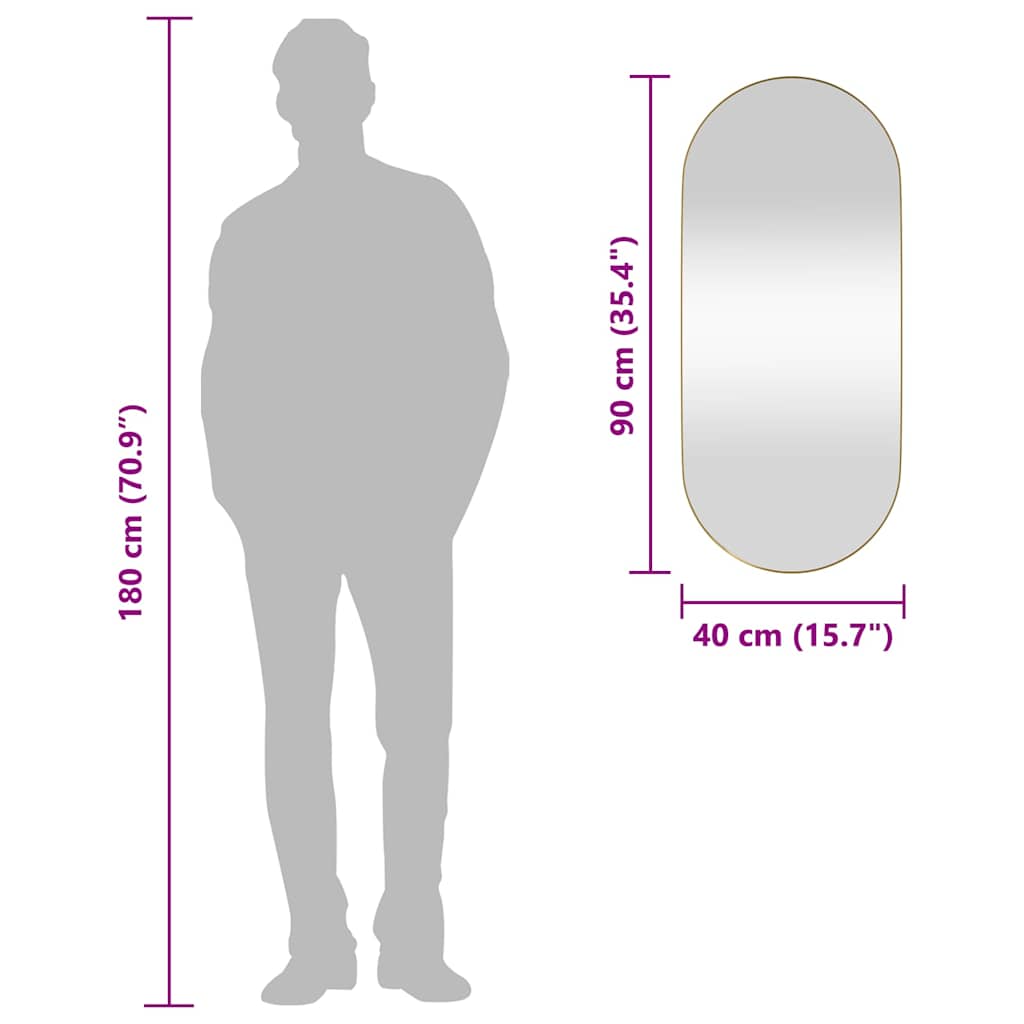 Wall-mounted Mirror Gold 40x90 cm Oval