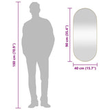 Wall-mounted Mirror Gold 40x90 cm Oval - Close-Up Angle
