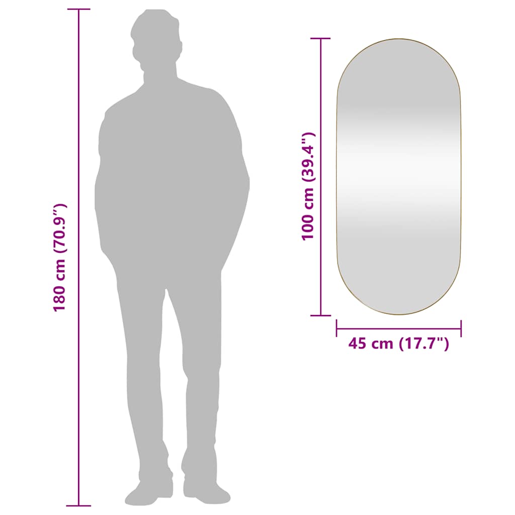 Wall-mounted Mirror Gold 45x100 cm Oval