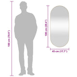 Wall-mounted Mirror Gold 45x100 cm Oval - Close-Up Angle