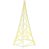 Christmas Tree on Flagpole Warm White 200 LEDs 180 cm - Front View