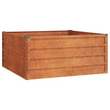 Garden Raised Bed Rusty 100x100x45 cm Corten Steel - Front View