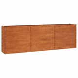 Garden Raised Bed Rusty 240x40x77 cm Corten Steel - Front View