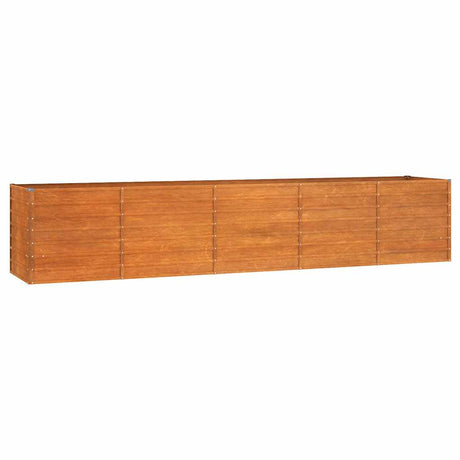 vidaXL corten steel raised garden bed, 400 x 80 x 77 cm, rusty finish, open bottom design
