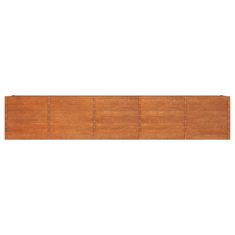 vidaXL corten steel raised garden bed, 400 x 80 x 77 cm, rusty finish, interior support brackets