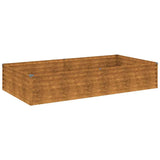 Garden Raised Bed 195x100x36 cm Corten Steel - Front View