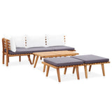 6 Piece Garden Lounge Set Solid Wood Acacia - Front View