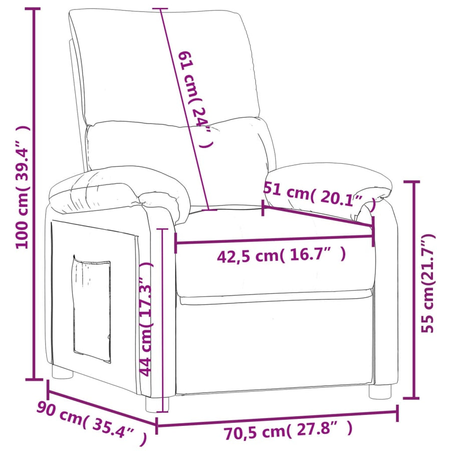 Recliner Chair Dark Grey Fabric