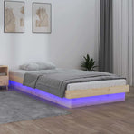 LED Bed Frame without Mattress 90x190 cm Solid Wood