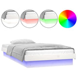 LED Bed Frame without Mattress White 90x190 cm Solid Wood - Front View