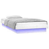 LED Bed Frame without Mattress White 90x190 cm Solid Wood - 45-Degree Angle