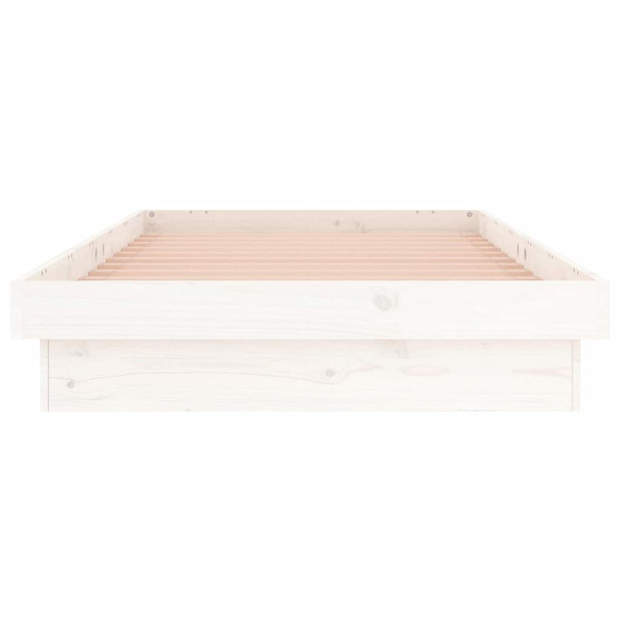 LED Bed Frame without Mattress White 90x190 cm Solid Wood